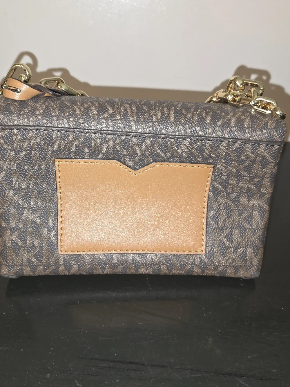brown Michael Kors Cece Medium Logo Shoulder Bag Gold Chain Strap